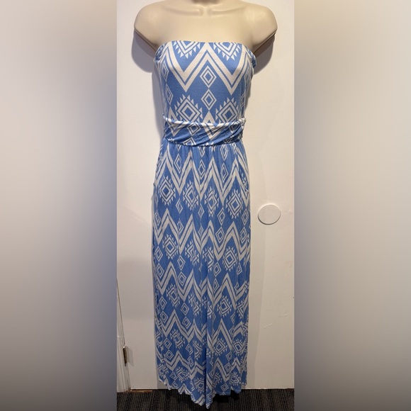 non brand Dresses & Skirts - Blue and White Strapless Maxi Dress